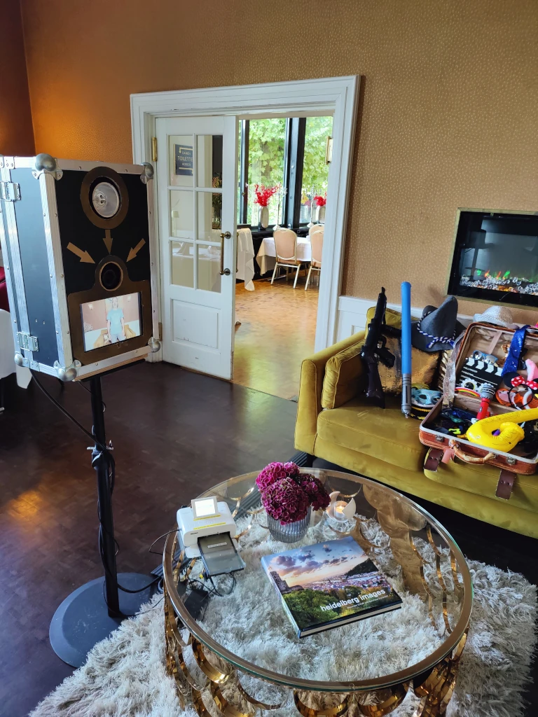 Eine Photobooth zu mieten auf einer Hochzeitsfeier in Heidelberg Molkenkur