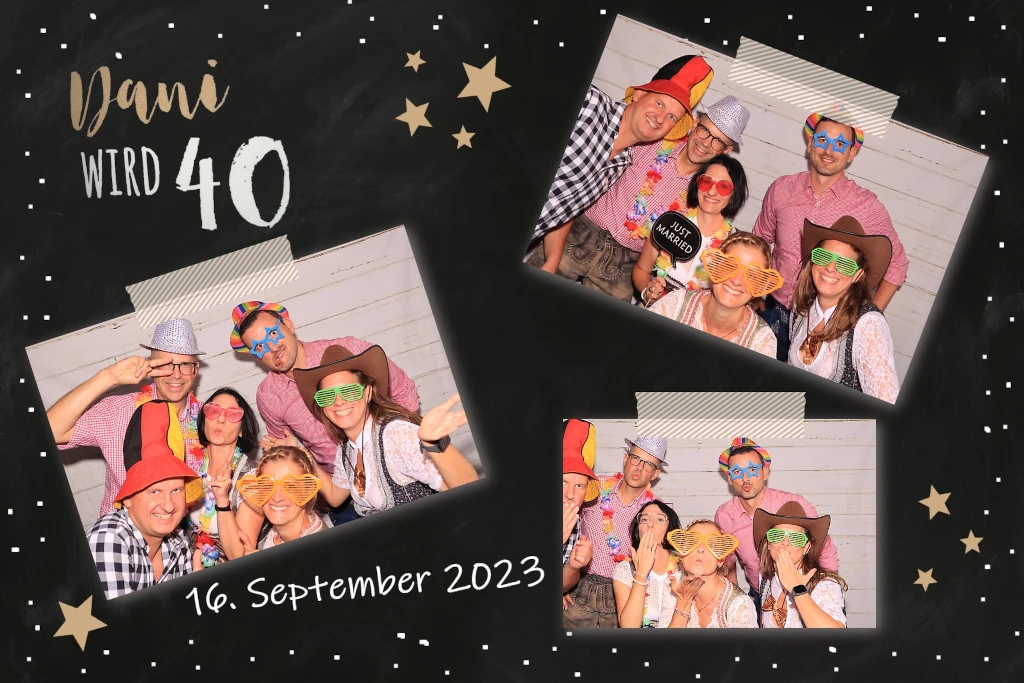 Photos aus der Photobooth an einem Geburtstag.